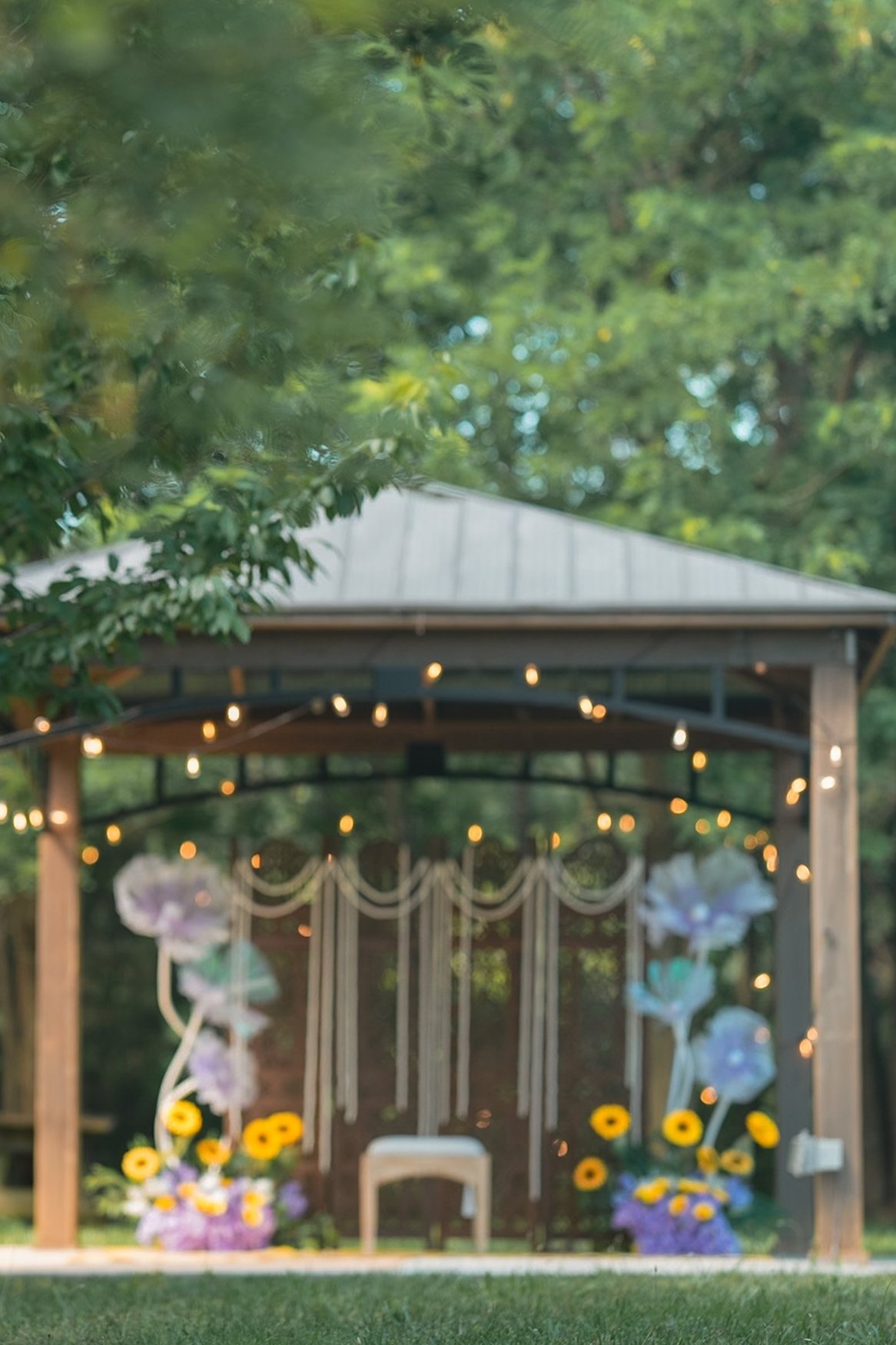Floral garden gazebo wedding setting