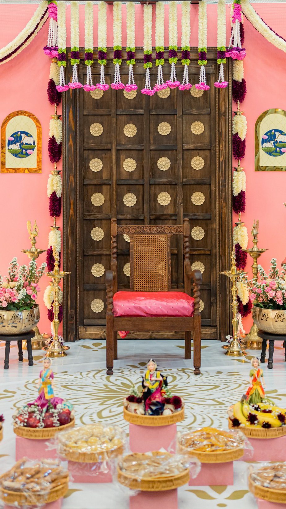 Pink doorway ceremony installation